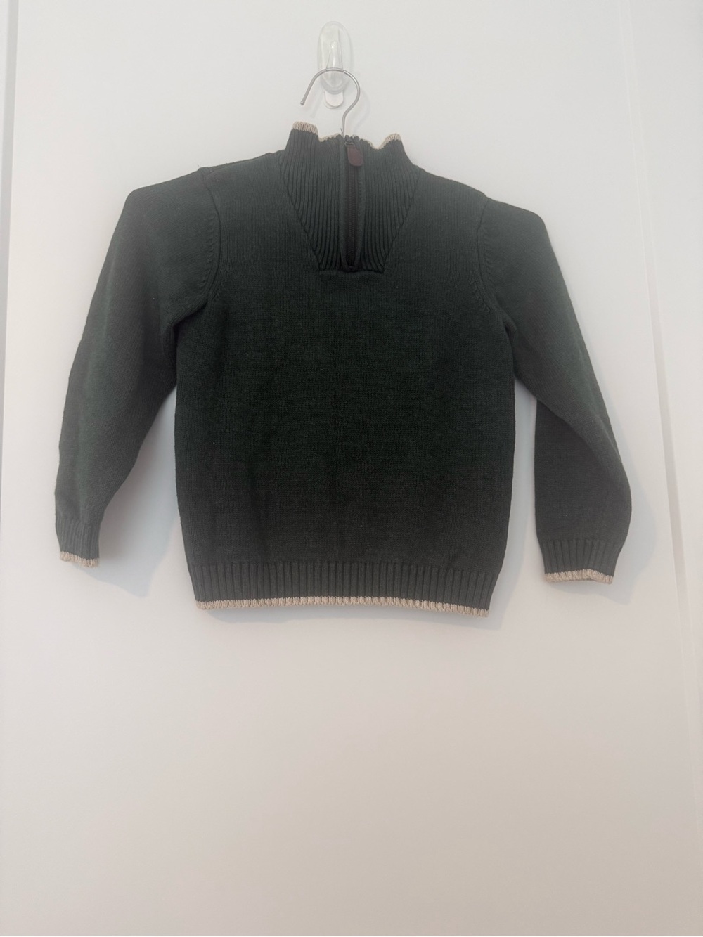 Janie and Jack Forest Green Quarter-Zip Knit Sweater